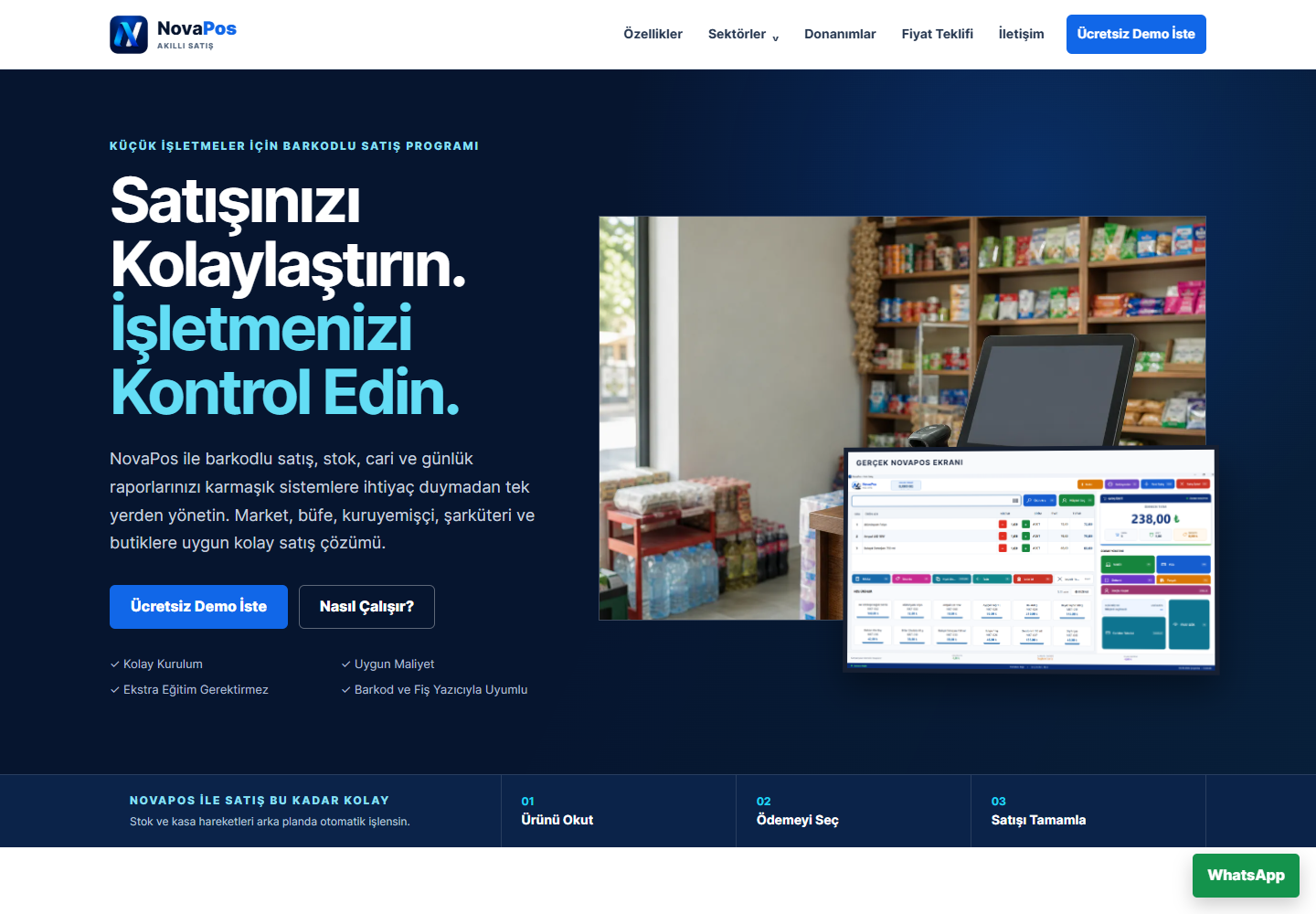 NOVA POS ERP web ana sayfası
