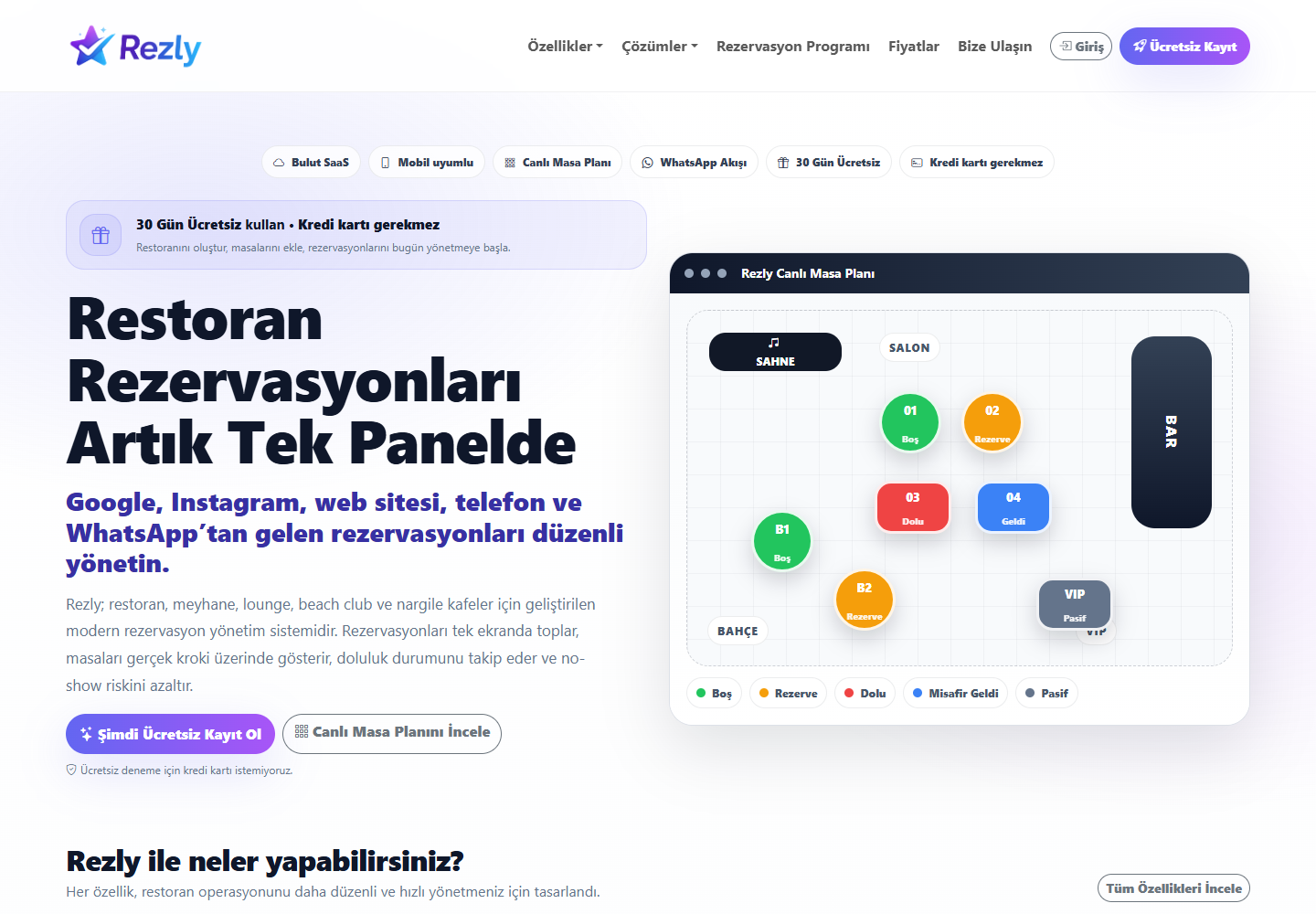 Rezly web ana sayfası