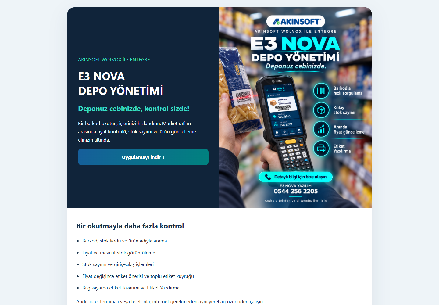 E3 NOVA Depo web ana sayfası